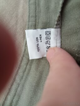 Dámské 3/4 kalhoty ze lnu, khaki, pas 96 cm - 4