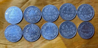 mince Deutsches Reich – 1 Mark (10 ks, stříbro) - 4