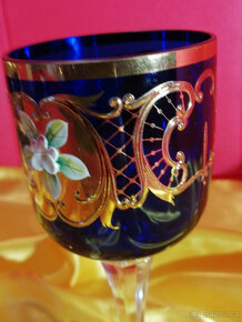 Skleněné číše - modré - novoborské sklo - 4