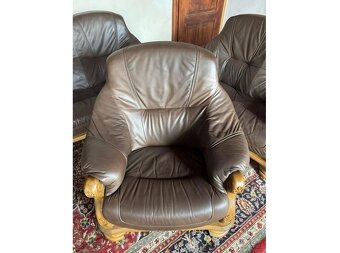 Dubová rustikální kožená sedačka, 3788 - 4