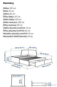 IKEA rozkladaci postel Flekke s úložným prostorem, - 4