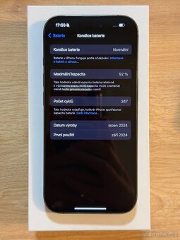 iPhone 16 Pro 128GB Černý, Baterie 92% - 4