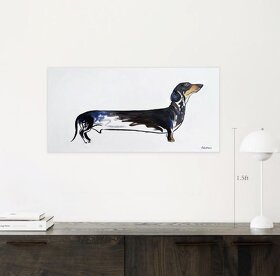 Obraz olejomalba na plátně pes jezevčík, 40x80 cm - 4