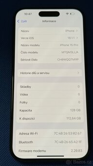 iPhone 15 Pro 128GB Black Titan, krásný stav - 4