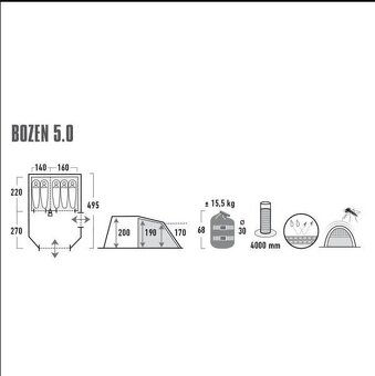 Prodám rodinný stan High Peak Bozen5.0 - 4