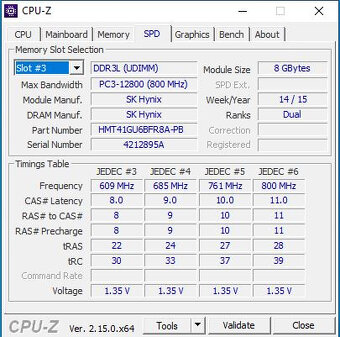 16GB kit DDR3 DIMM 2x8GB 2Rx8 PC3L-12800U - 4
