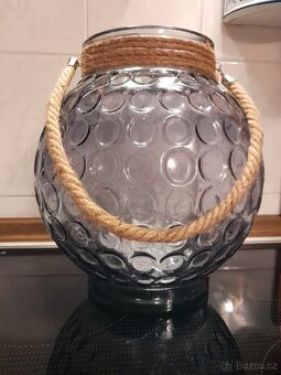 Velká skleněná lampa na svíčku - 4