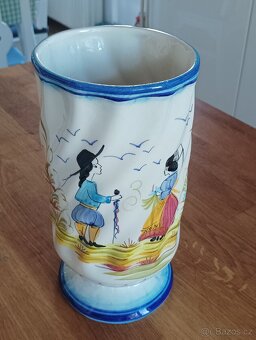 BRETAŇSKÁ FAJÁNS VÁZA QUIMPER RUČNĚ MALOVANÁ - 4