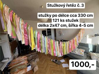 Svatební výzdoba - stužkové řetězy pastelové - 4
