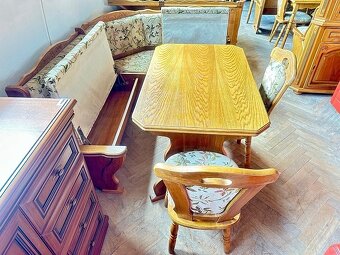 906 Rustikální jídelní set rohová lavice rozkládací stůl - 4