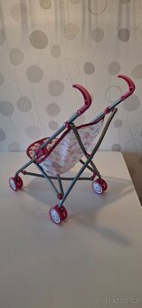 Kočárek golf pro panenky - růžový motiv obláčky - 4
