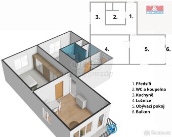 Pronájem bytu 2+1 v Chomutově; Chomutovu, ul. Dostojevského - 4