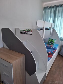 Dětská patrová postel se schody a šuplíky 2x 80x200 - 4