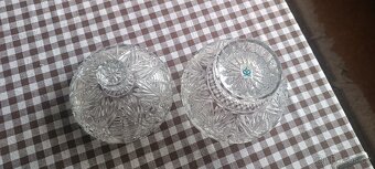 Broušená skleněná dóza s víkem vintage kousek - 4