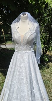 NOVÉ elegantní svatební šaty TŘPYTIVÉ - 4