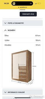Šatní skříň DREANO - dub canyon/bílá, šířka 107 cm - 4