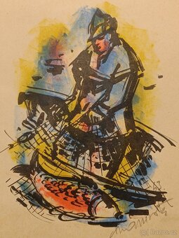 Obraz Cyril Chramosta, Rybář 1963, 26x21 - 4