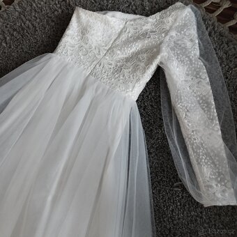 Nádherné svatební šaty na jedno rameno velikost 34. - 4