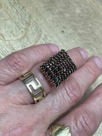 Velký prsten s českými granáty,luxus - 4