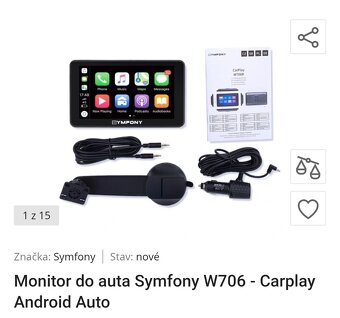 Monitor do auta Car play Smart BW-W706R - 4