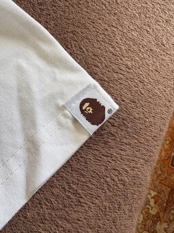 Bape tričko bílé s modrým logem A Bathing Ape - 4
