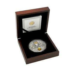 Stříbrná pozlacená mince Božské tváře Slunce - Helios 3 Oz A - 4