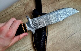 lovecký Damaškový nůž 33 cm BOWIE, ručně vyroben + pouzdro - 4