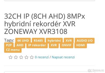 Kamerový systém - rekordér Zonevay 3108 - 4