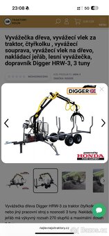lesní vyvážečka dřeva, dopravník Digger HRW-3, 3 tuny - 4