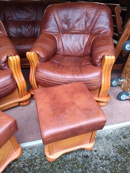 Rustikální kožená sedací souprava - rozkládací . - 4