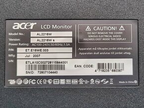 LCD monitor Acer AL2216W, 22" + bonus - 4