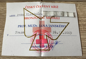 Medaile dárce krve stříbrná a bronzová Janského - 4