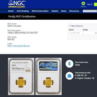 Svatováclavský dukát 1928, certifikace NGC MS 65 - 4