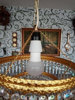 Retro starožitný křišťálový lustr, Železnobrodské sklo K.P. - 4