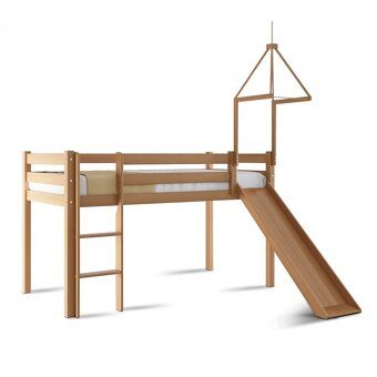 Krásná vyvýšená postel se skluzavkou masiv buk - 4