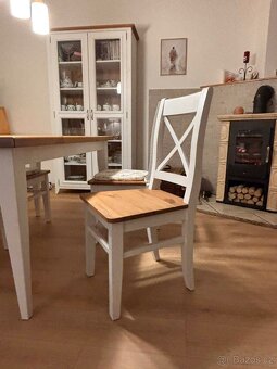 Dřevěná provence jídelní sestava LILLE z masivního dřeva - 4