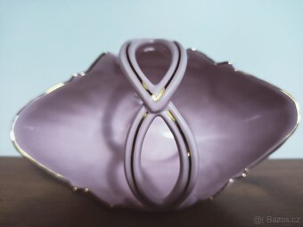košík z růžového porcelánu 14 karát. zlato - 4