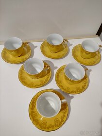 Retro hrníčky s podšálky porcelánová sada značeno - 4