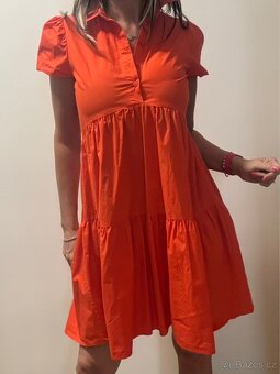 Ohnivé plátěné šaty - XS/S/M - 4