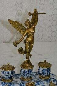 Zámecký kalamář s bohyní - porcelán + bronz - 4