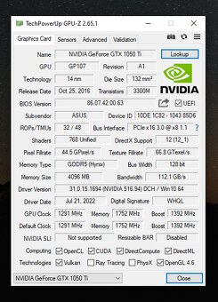 Grafická karta GeForce GTX 1050 Ti - 4