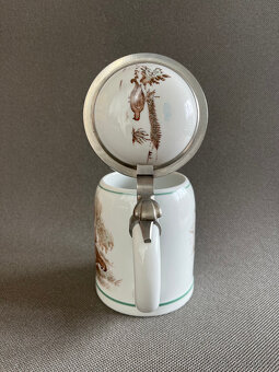 Porcelánový korbel s víkem Lovecký motiv, Tirschenreuth - 4
