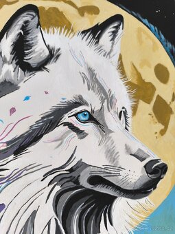 Ručně malovaný obraz vlka - 4