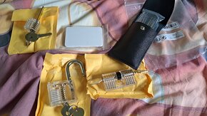 3x cvičný zámek + sada nástrojů v pouzdře a kartě lockpick - 4