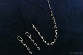 Stříbrný náhrdelník s náramkem a naušnicemi - 4