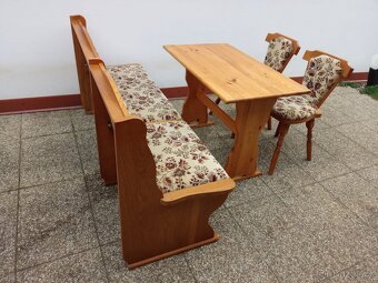 Jídelní set, rustikální nábytek, lavice, židle, stůl - 4