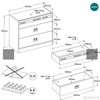 Dětská postel s Čelním šuplíkem+noční stolek Fabric - 4