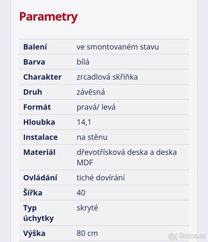 ZRCADLOVÁ SKŘÍŇKA  CERSANIT 40x80, 2ks, NOVÉ - 4