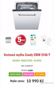 Candy A++, CDIM 5146/T, 10l spotřeba vody - 4