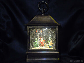 Vánoční lucerna svítící sněžítko elektrický pohyblivý betlém - 4